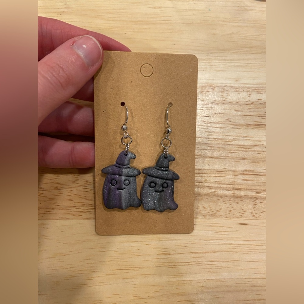 Supercute Halloween Ghost Clay Earrings